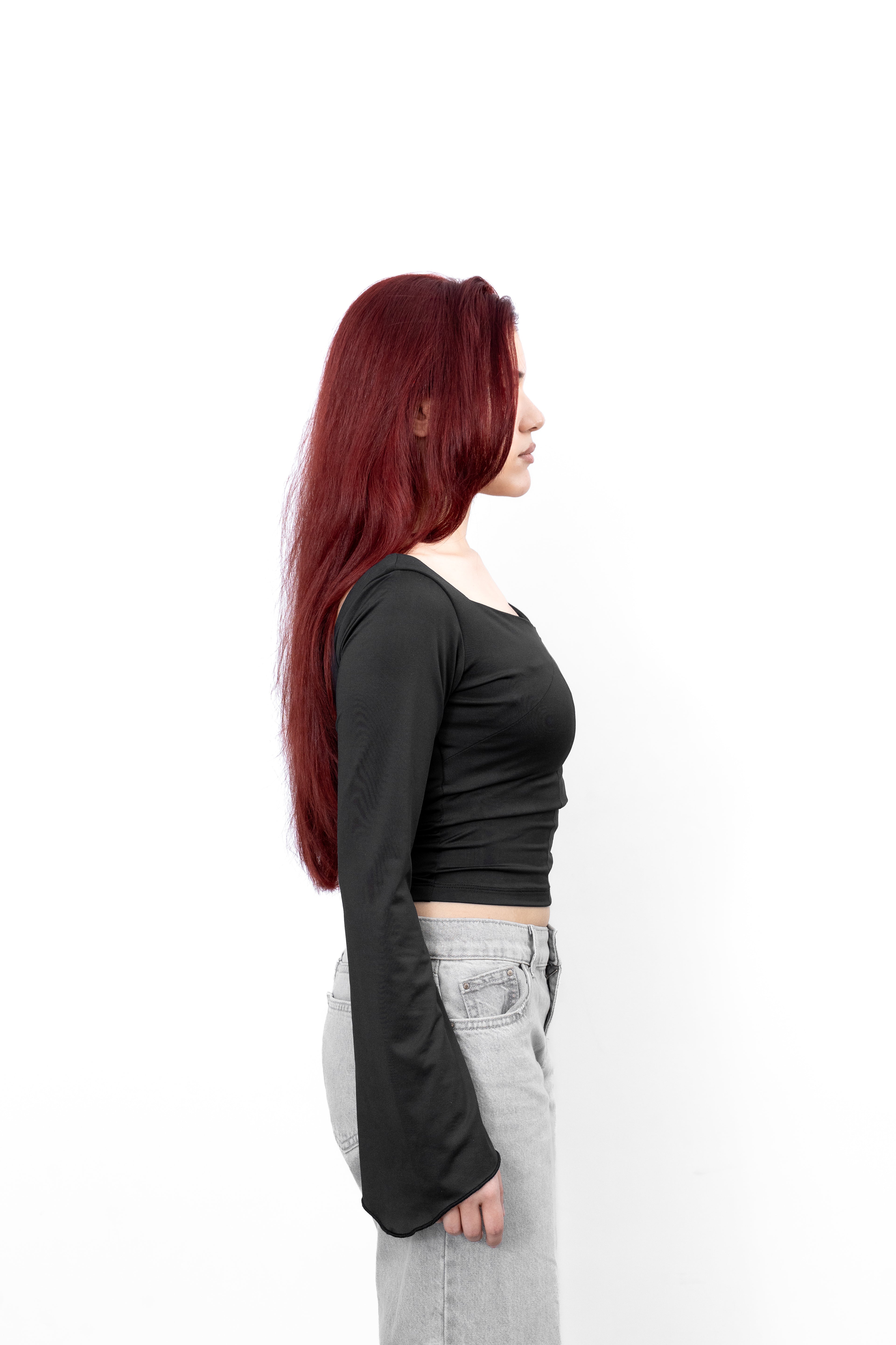 STRUCTURED SQUARE NECK TOP - Black