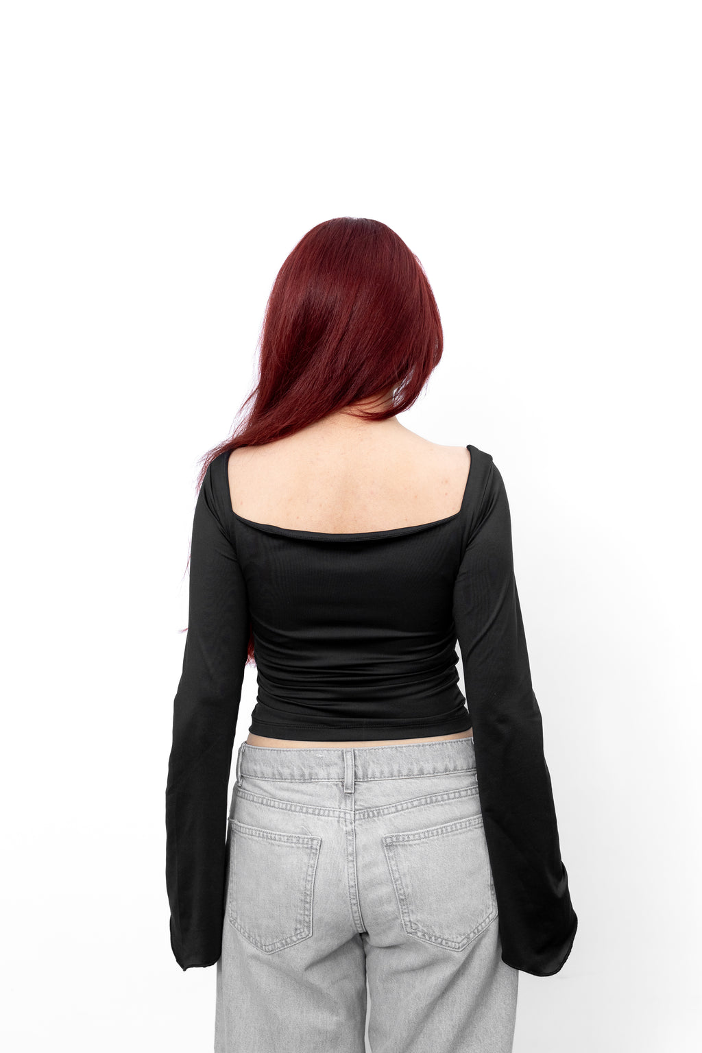 STRUCTURED SQUARE NECK TOP - Black