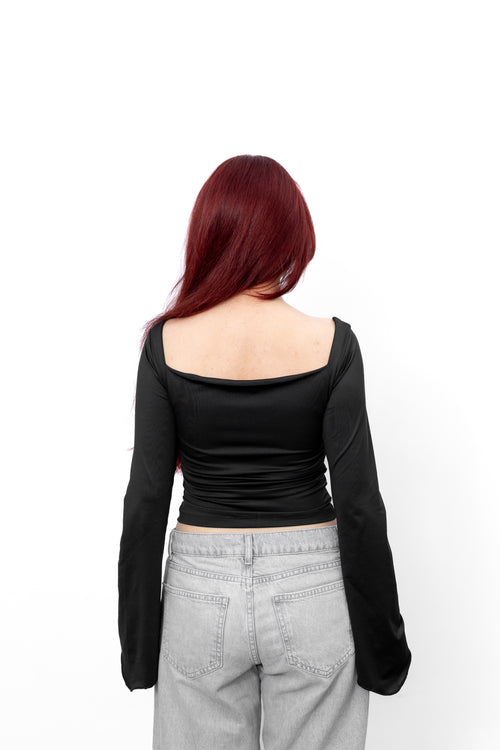 STRUCTURED SQUARE NECK TOP - Black